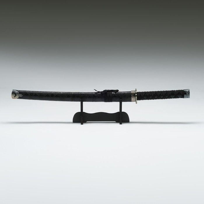 Сувенирное оружие "Катана", без подставки, чёрные ножны под змеиную кожу, 70 см  #1