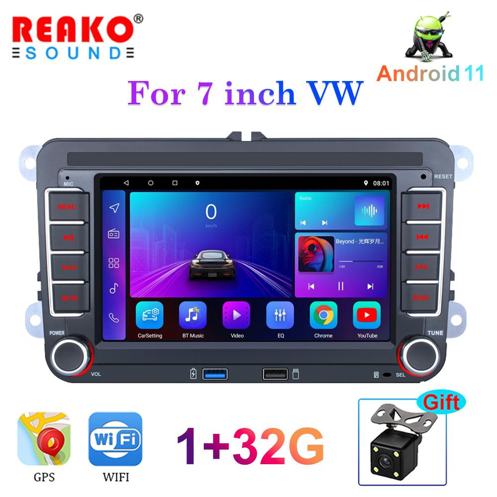 2 Din Android 11 1+32G Автомобильное радио 7 дюймов Для VW / Volkswagen  Skoda Octavia golf 5 6 touran passat B6 polo Jetta GPS/WiFI2 DIN - купить в  интернет-магазине OZON с доставкой по России (829185640)