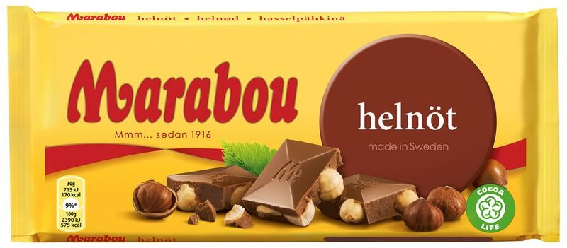 Шоколад Marabou молочный с цельным жареным фундуком 200 г (из Финляндии ...