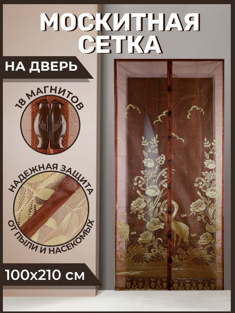 Москитная сетка на дверь на магнитах 100х210см коричневая DE.06.1004  #1