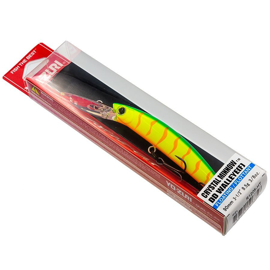 Воблер на щуку Yo-Zuri CRYSTAL MINNOW DD WALLEYE 90F R1205-HT (90 мм, 9.5 гр, до 2 м, плавающий) / Рыболовные #1