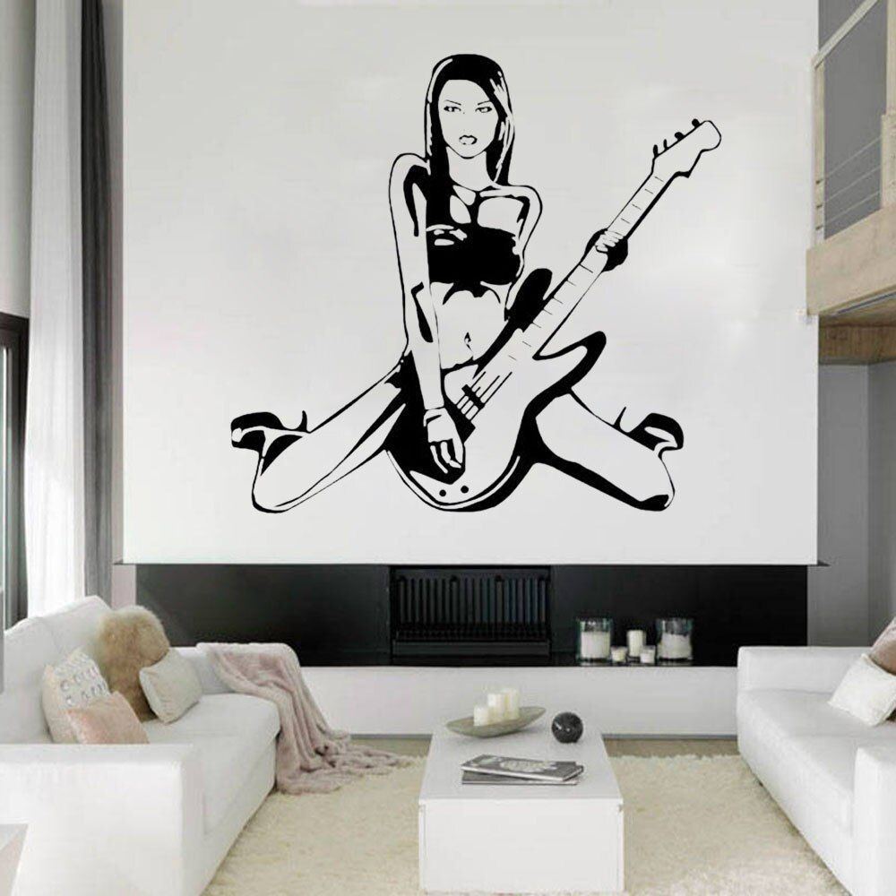 Наклейки на стену для декора - Красивая девушка, гитара, девушка играет на  гитаре, музыкальный инструмент, музыка купить по выгодной цене в  интернет-магазине OZON (513344974)