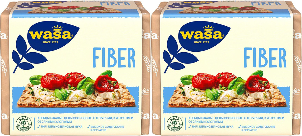 Хлебцы ржаные Wasa Fiber цельнозерновые с пшеничными отрубями кунжутом и овсяными хлопьями, комплект: #1