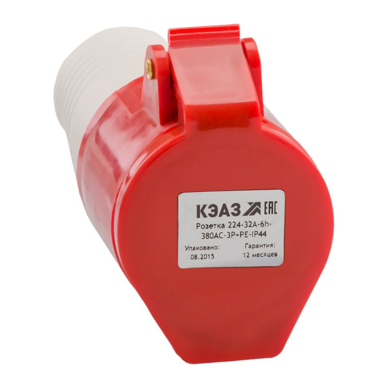 Розетка кабельная 224 32А 380AC 3P+PE 6ч IP44, КЭАЗ 222752 (1 шт.) #1