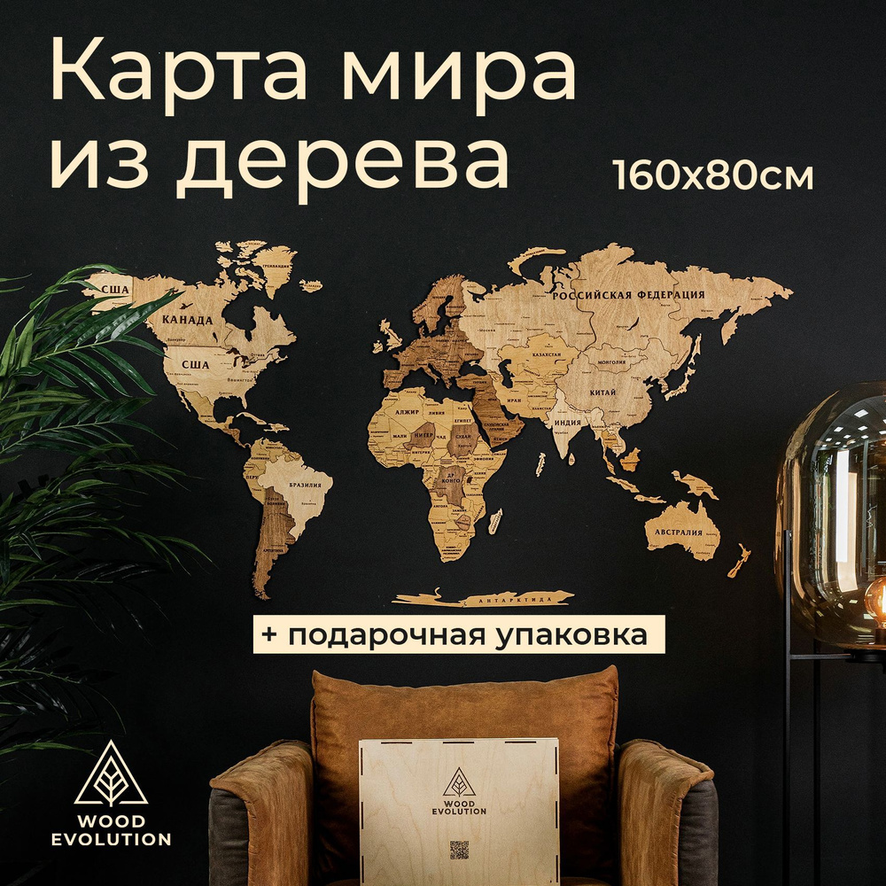 Украшение настенное интерьерное WOOD EVOLUTION WoodMap1 - купить по  доступным ценам в интернет-магазине OZON (749910384)