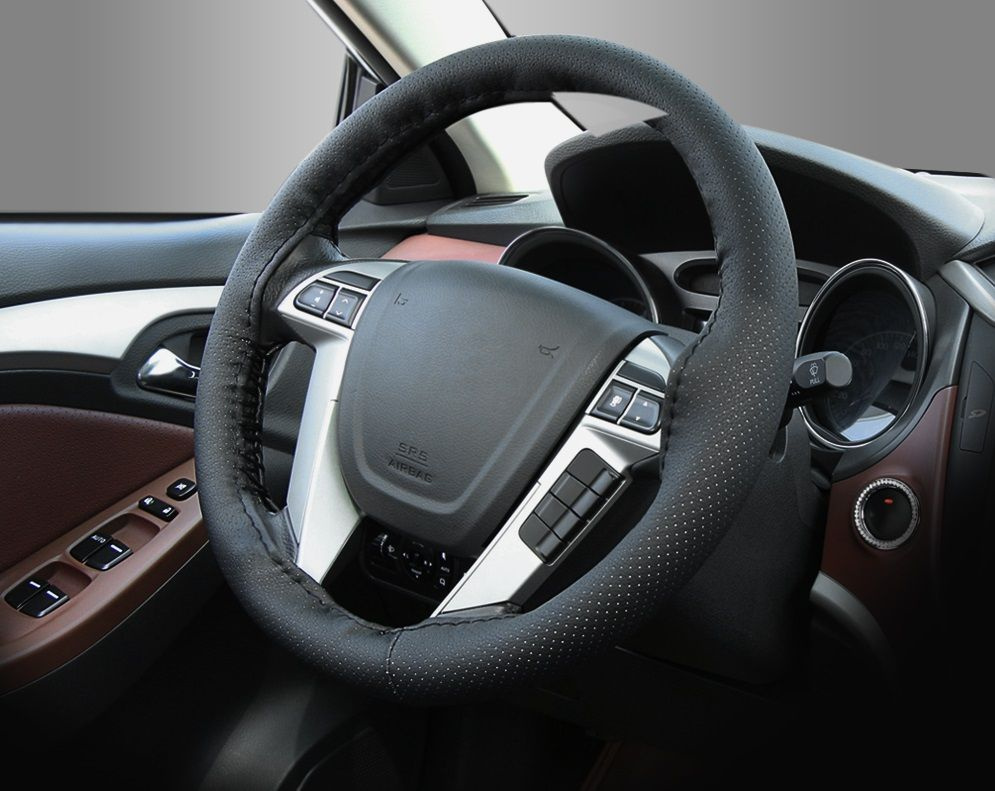 Оплетка руля для перетяжки AVS GL-302M-B (черный) со шнурком ...