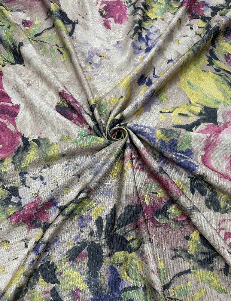 Ткань для штор Viva текстиль блэкаут с печатным рисунком акварель ...