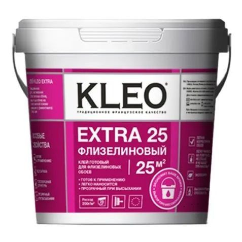 Клей для обоев ГОТОВЫЙ KLEO EXTRA 25 для флизелиновых обоев, обоев винил на флизелине, малярного (ремонтного) #1