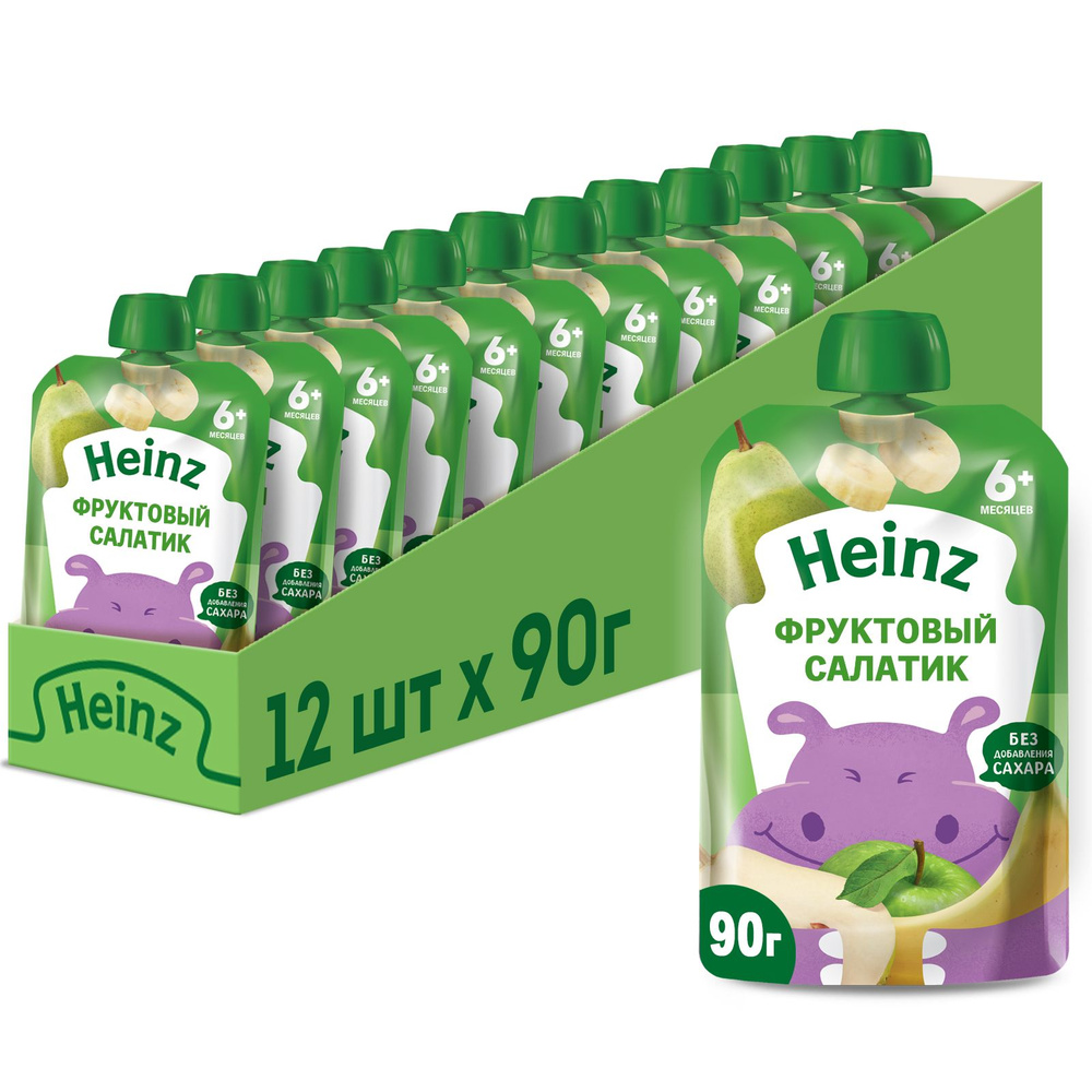 Пюре фруктовое Heinz с 6 месяцев, фруктовый салатик, 90 г x 12