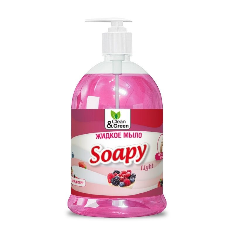 Жидкое мыло "Soapy" эконом "Ягодный десерт" с дозатором 1000 мл. Clean&Green CG8240  #1