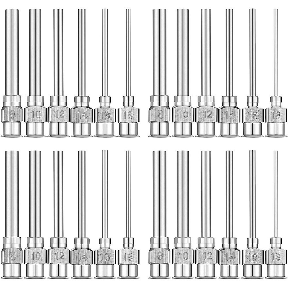 (R E G K) Дозирующие иглы, 24 шт., 1 дюйм, тупой наконечник из нержавеющей  стали, тупоконечные иглы с люэровским замком (калибр