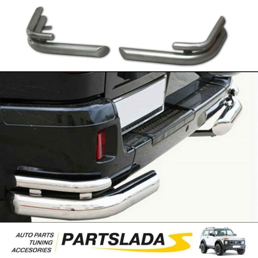 Защита заднего бампера Уголки двойные УАЗ Патриот Серебристый купить по ...