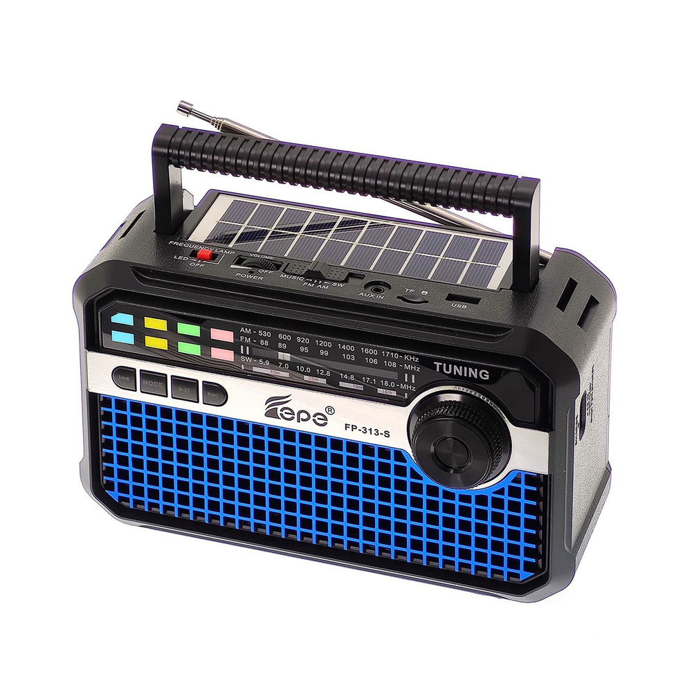 Радиоприёмник аккумуляторный (USB,TF,Bluetooth, солнч. панель) Fepe FP-313-S  #1