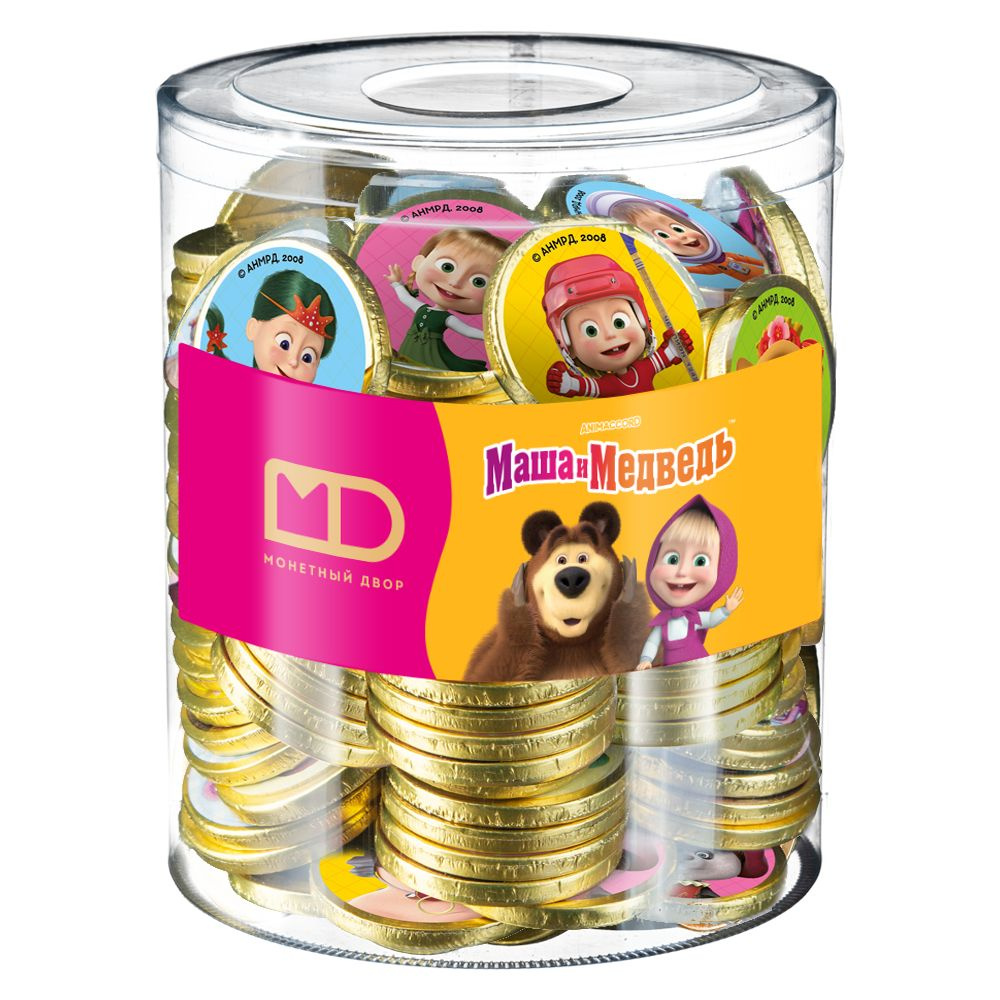 Шоколадные монеты Маша и медведь 6г по 120 шт. #1