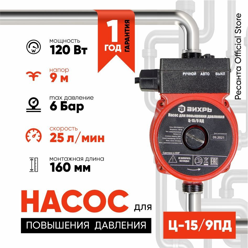 Электрический насос Ресанта  V324CNPROF_оранжевый_черный_красный_3/4