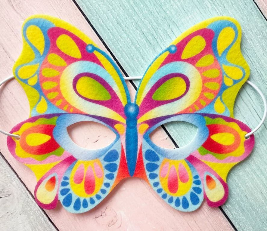 Карнавал маска 13*17 бабочка с перьями цвет микс