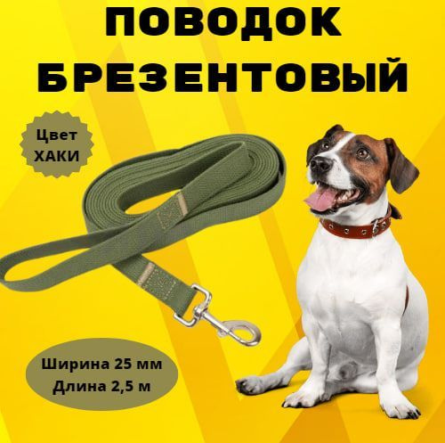 Поводок брезентовый Моськи-Авоськи 25 мм х 2,5 м, цвет хаки  #1