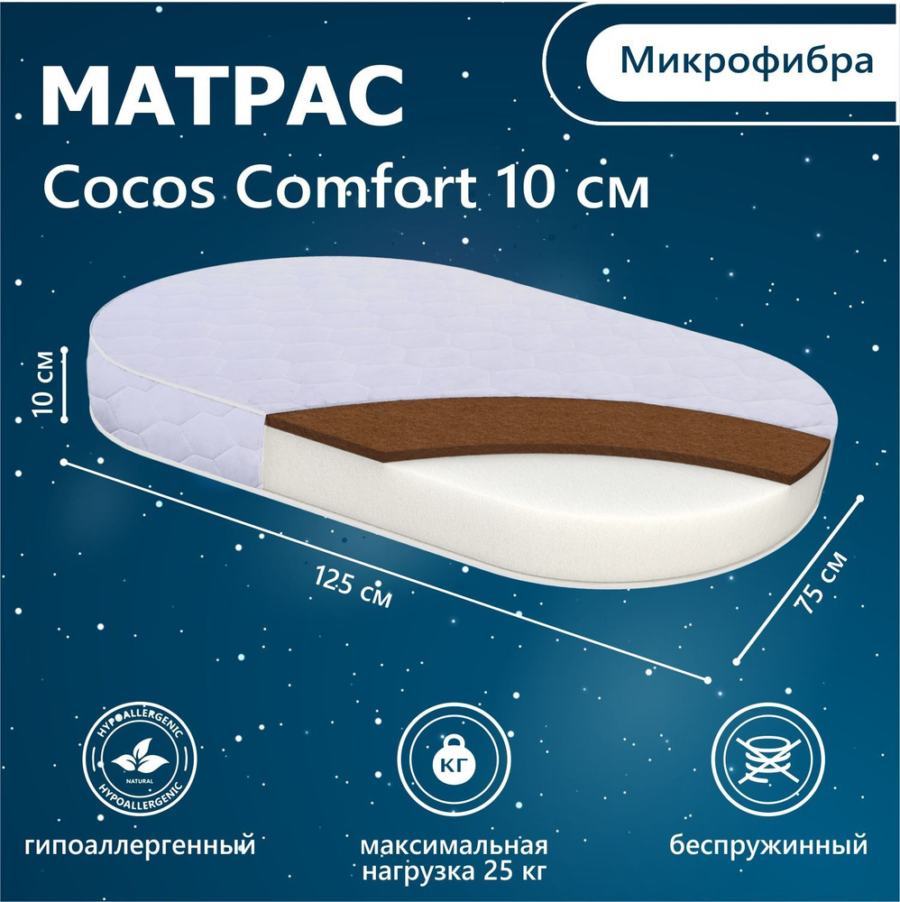 Матрас в кроватку Sweet Baby COCOS Comfort овальный 125х75 10 см (микрофибра)  #1