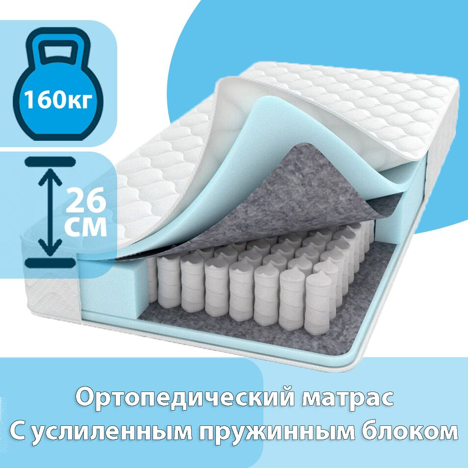 Матрас 90x190 односпальный, Матрасович Аврора пружинный с эффектом памяти ортопедический анатомический #1