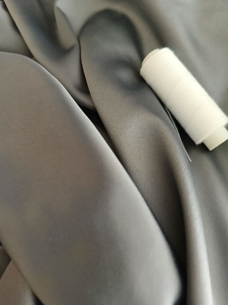 Ткань матовый шелк для шитья одежды и рукоделия, Серебристый графит 0 ...