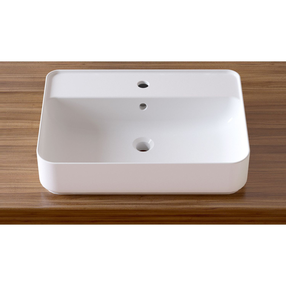 Накладная раковина для ванной Lavinia Boho Bathroom Sink Slim 33311008:  умывальник из фарфора 60 см, прямоугольный, цвет глянцевый белый. Германия.  ...