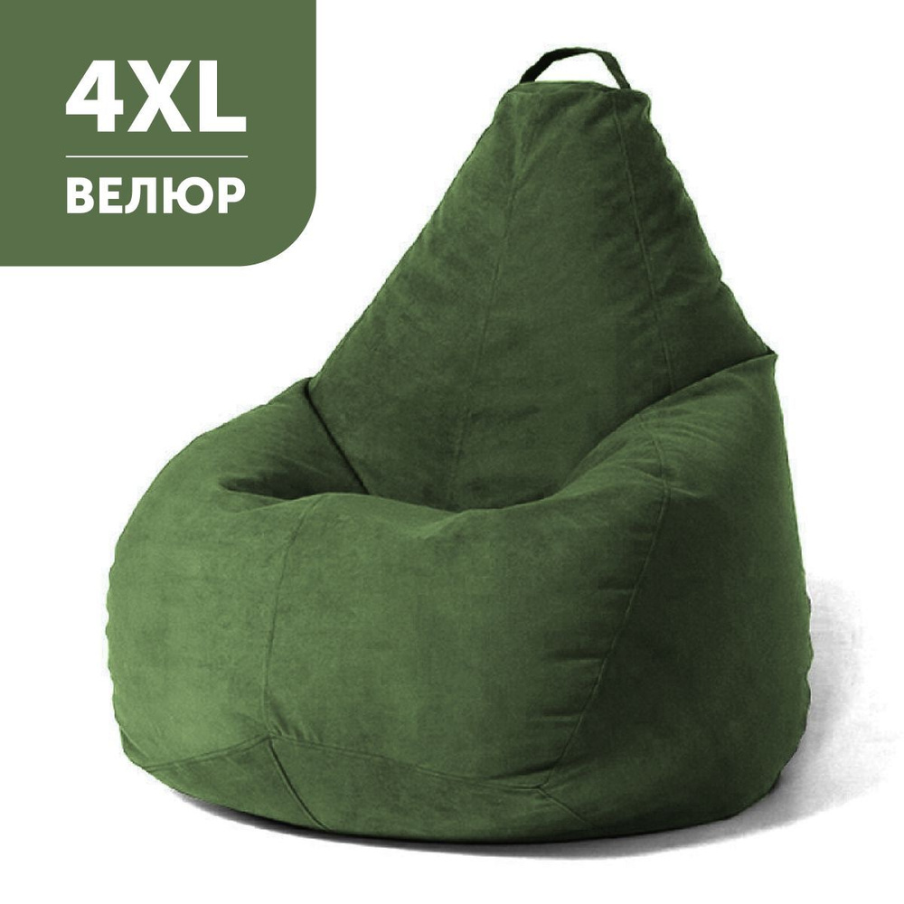 COOLPOUF Кресло-мешок Груша, Микровелюр, Велюр натуральный, Размер XXXXL,зеленый  #1