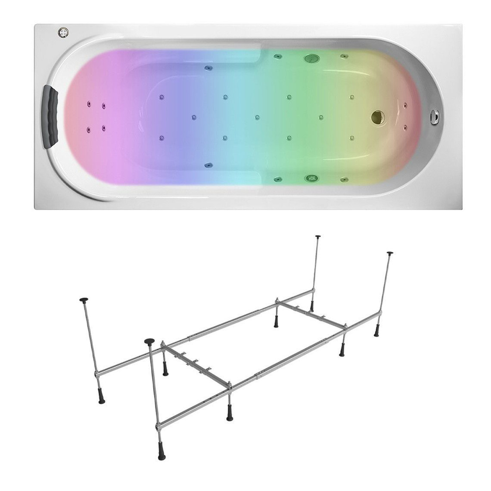 Гидро-аэромассажная ванна акриловая 170 х 75 с хромотерапией Lavinia Boho  Bristol 36045HAC в наборе 6 в 1: джакузи 170 х 75 см, хромотерапия, ...