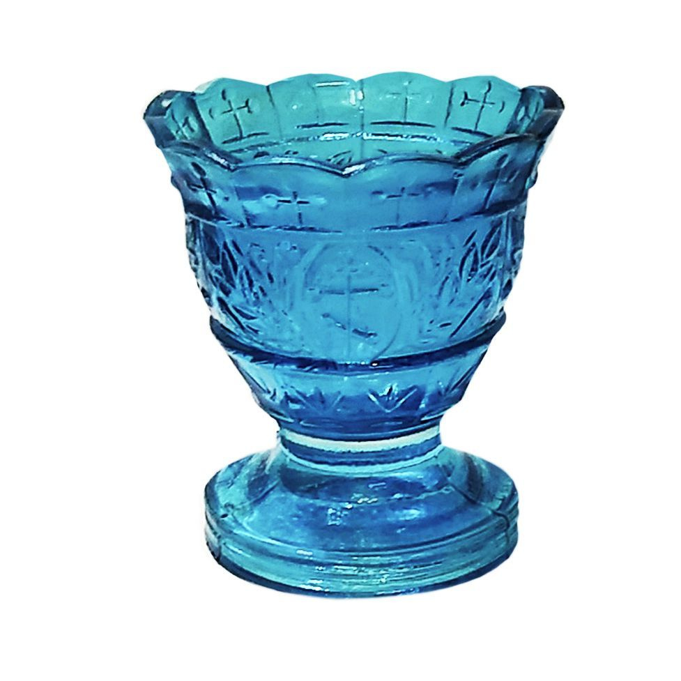 Лампада стеклянная "Лилия" голубая в комплекте с поплавком и 10 ...