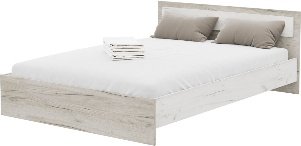 Полуторная кровать Стендмебель 140x200 см Гармония КР-602, дуб крафт белый, дуб крафт серый  #1