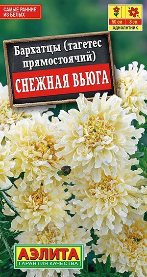 Бархатцы "Снежная вьюга" семена цветов Аэлита, 7 шт #1