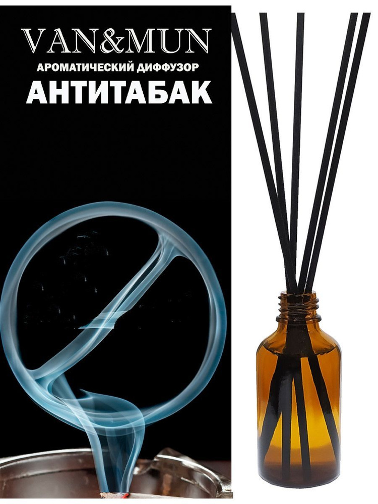 Диффузор для дома АнтиTAбAк 55мл.с фибровыми палочками для дома и офиса #1