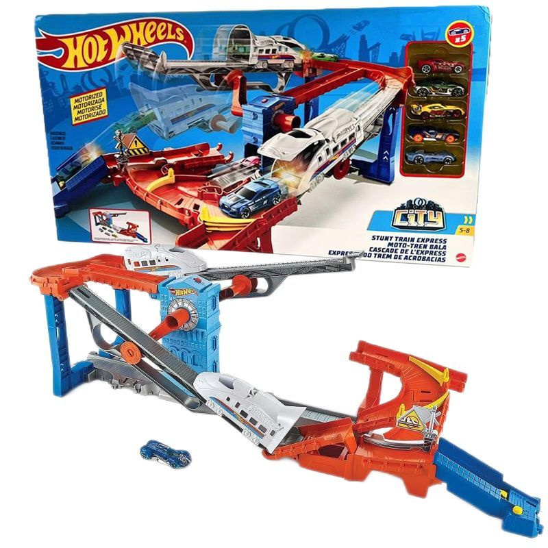 Игровой набор Mattel Hot Wheels трек Городской каскадерский поезд