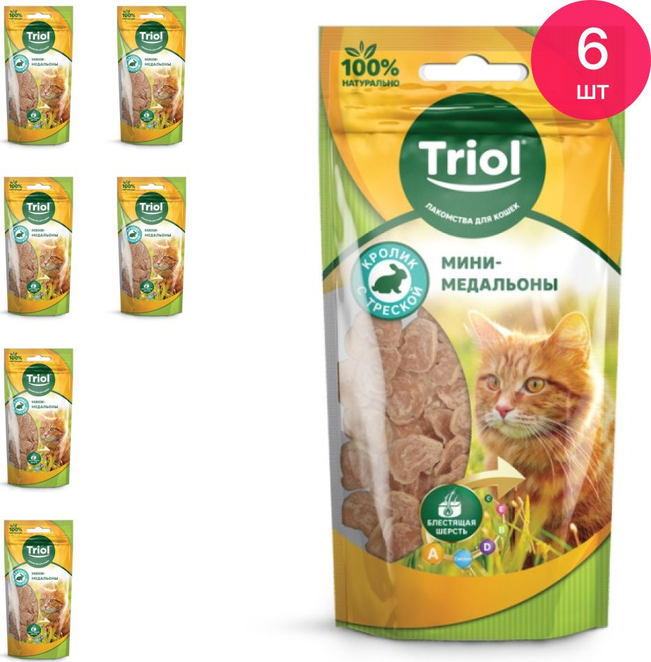Лакомство для кошек Triol / Триол Мини-медальоны из кролика с треской ...