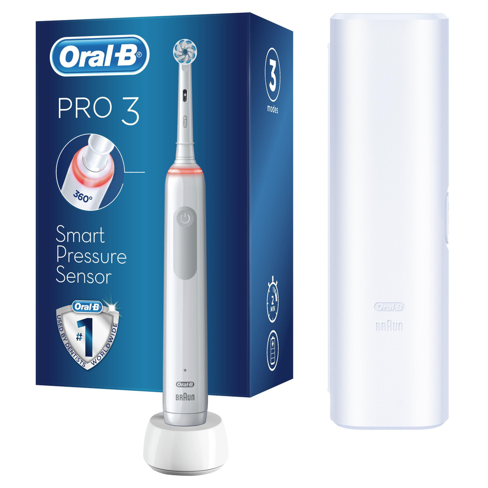 Oral-B Электрическая зубная щетка Pro 3 3500/D505.513.3 CrossAction, белый, лазурный  #1