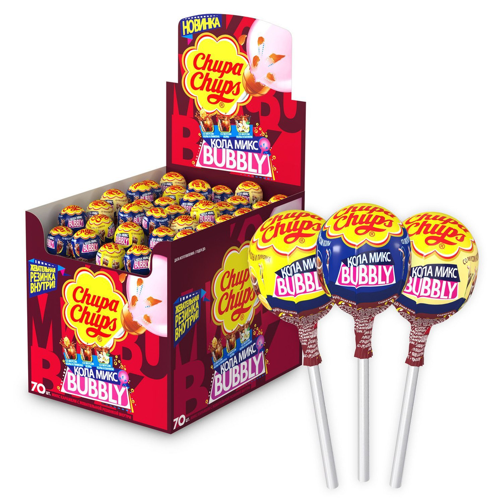 Карамель Chupa Chups Bubbly Кола Микс 70 шт по 17 г - купить с доставкой по  выгодным ценам в интернет-магазине OZON (1210390070)