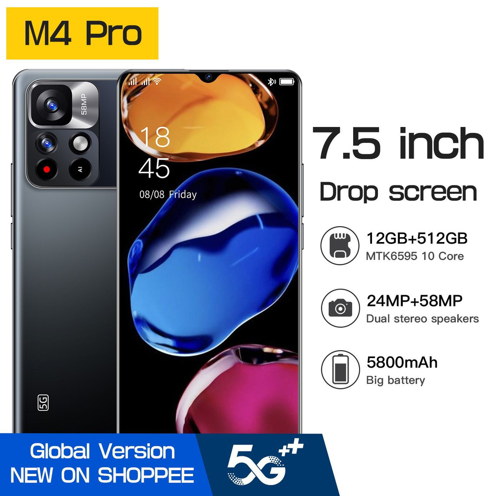 Смартфон M4 Pro — низкобюджетный мобильный телефон с большим экраном в ...