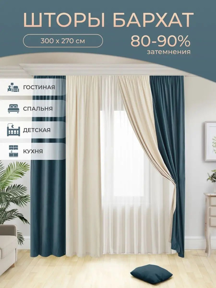 Комплект штор PDA textille Шторы комбинированные кофе-молочный , 270х ...