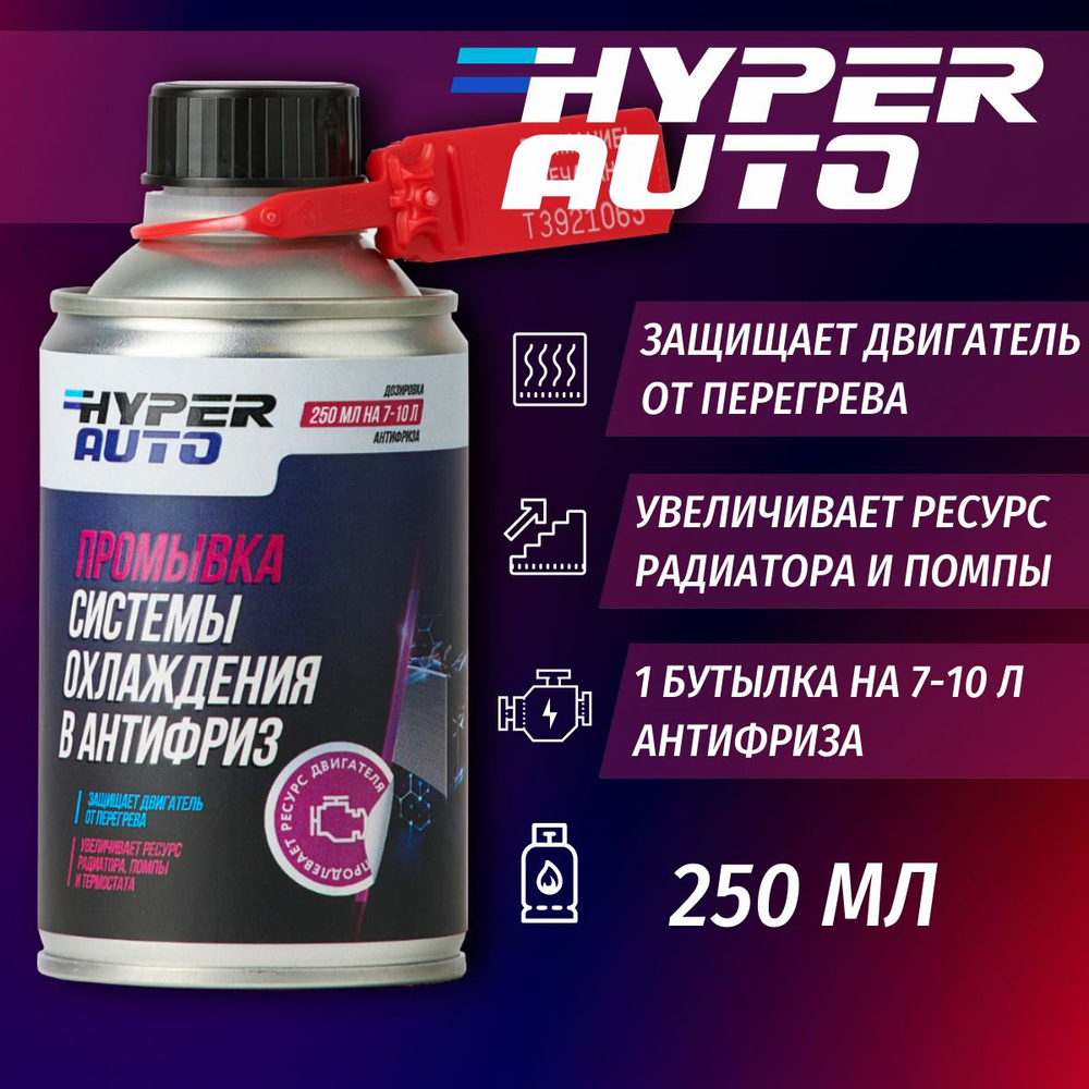 Промывка системы охлаждения в антифриз Hyper Auto, 250 мл. - купить с  доставкой по выгодным ценам в интернет-магазине OZON (1283195959)