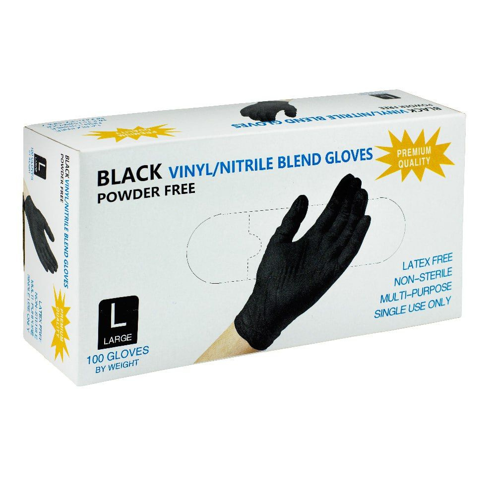 Перчатки BLEND 100 штук, винил-нитриловые, размер L, черные ...