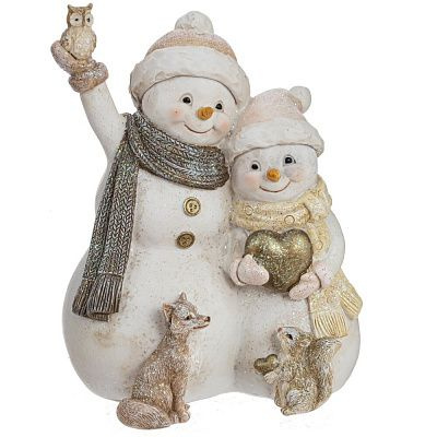 Фигурка декоративная "Снеговики", L12 W9,5 H15,5 см #1