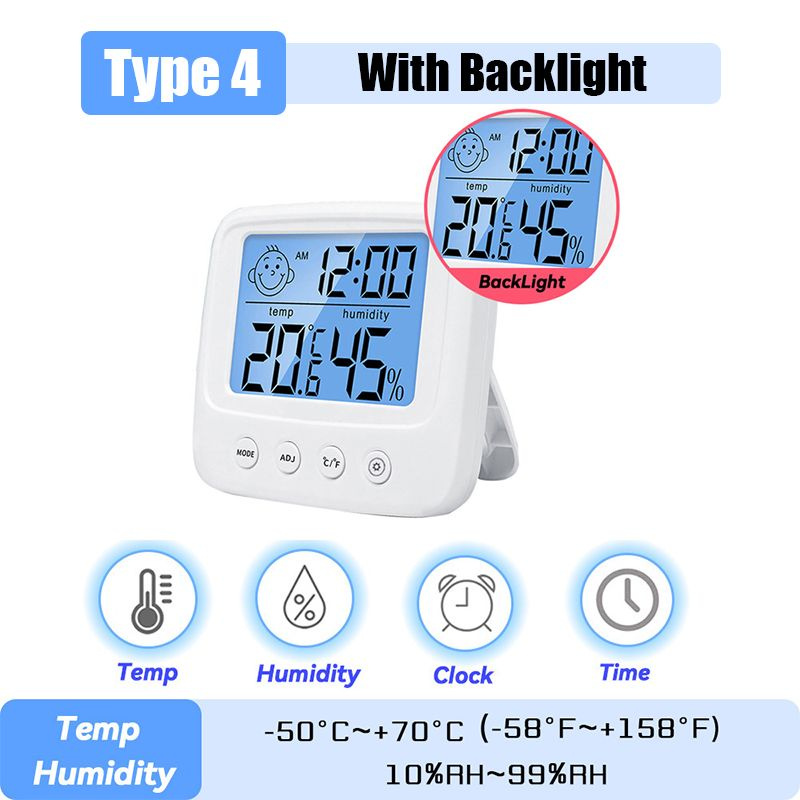 Электронный термометр, гигрометр, часы с ЖК-дисплеем, цифровой ...