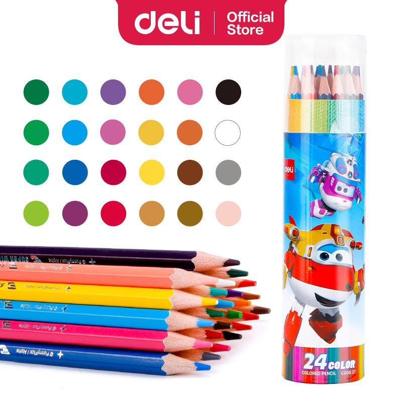 Карандаши цветные 24 цвета, Deli Super Wings EC00827, шестигранные ...