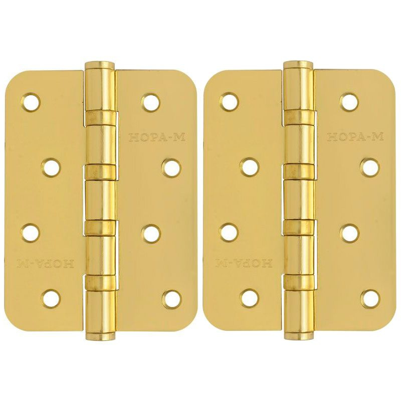 Петли дверные 2шт. универсальные НОРА-М 4''-4ВВ-R10 (100*75*2,5) , Золото  #1