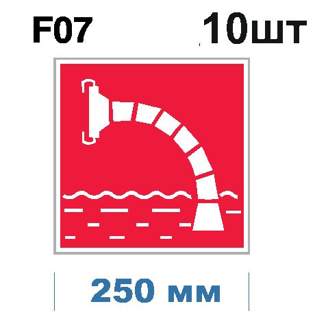 Несветящийся, знак пожарной безопасности F07 Пожарный водоисточник (самоклеящаяся ПВХ плёнка, 250*250*0,1 #1