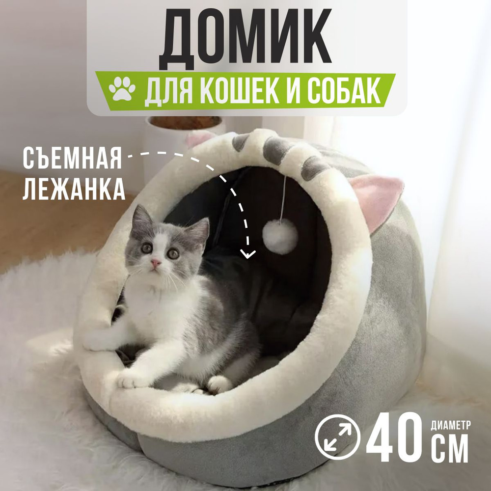 Лежанка домик с подстилкой и игрушкой для кошки мягкий домик-лежанка для  собаки, котят и собак мелких пород - купить с доставкой по выгодным ценам в  интернет-магазине OZON (1323256509)