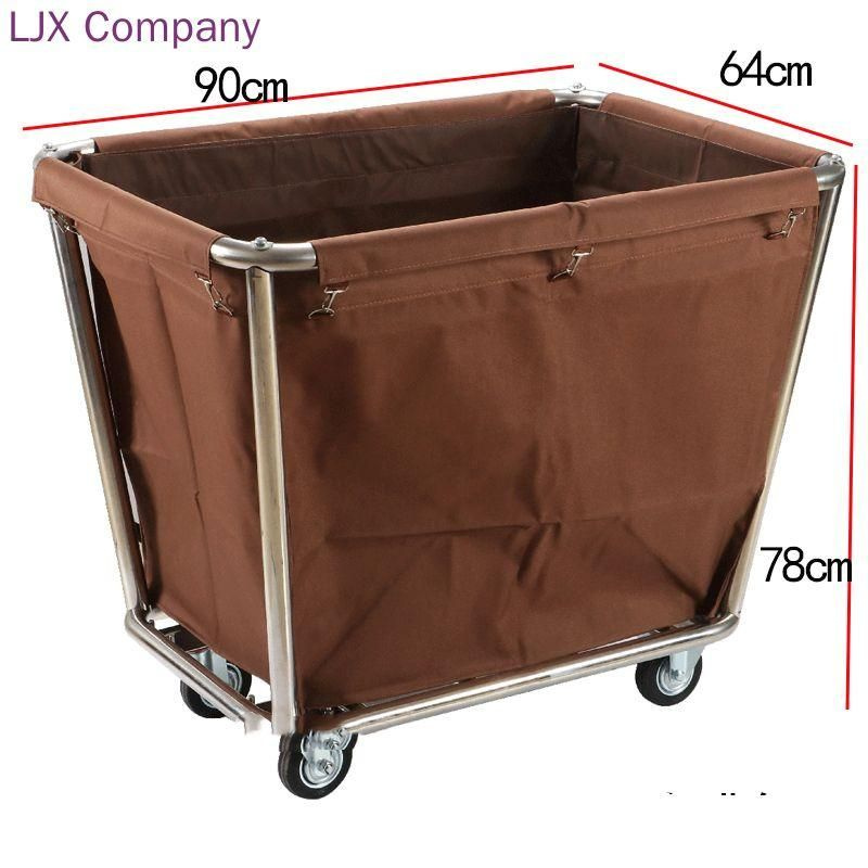 Усиленная нержавеющая тележка для гостиничного белья с конической ...