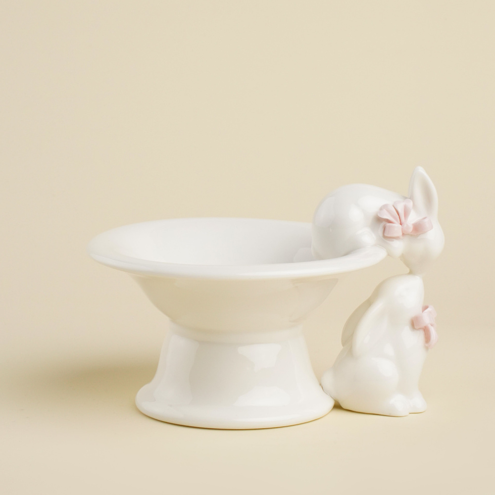 Конфетница SL Home "Лесные кролики", размер 18х15х13 см, цвет белый  #1