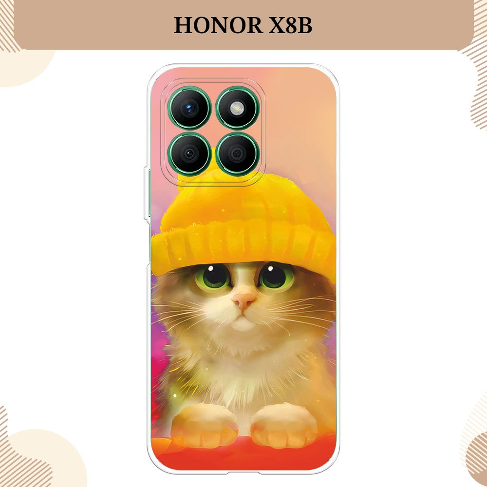 Силиконовый чехол на Honor X8B / Хонор Х8B, Котенок в желтой шапке  #1