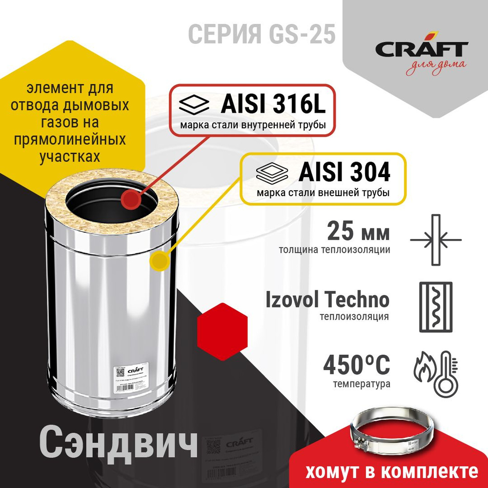 Элемент дымохода CRAFT для дома - купить по выгодной цене в  интернет-магазине OZON (709142292)