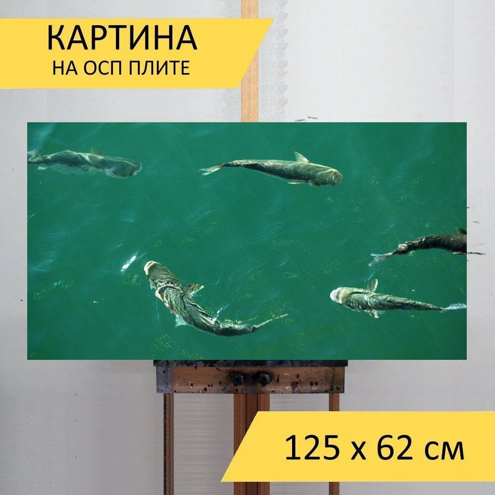 LotsPrints Картина "Рыбы, вода, рыба толщиной 37", 125  х 62 см #1